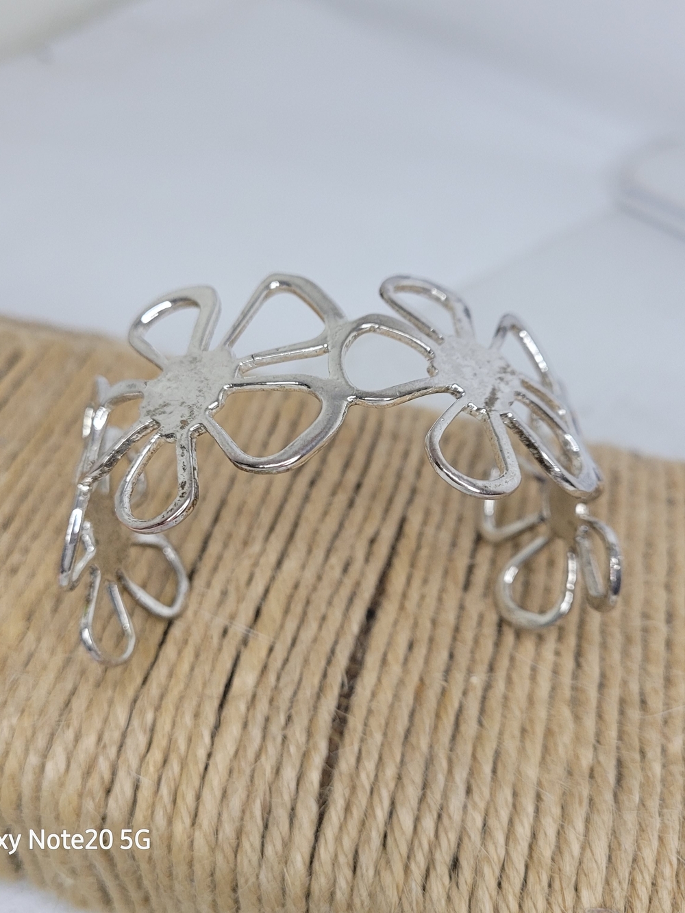 Sterling Silver 925 Floral Open Cuff Bracelet - Women Jewelry